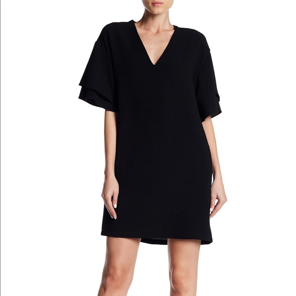 💥 NEW | Black Tiered Flutter Sleeve Dress